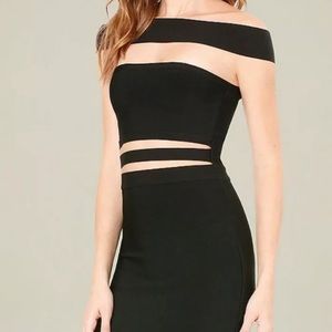 Bebe Black Shoulder Cut Out Bandage Dress